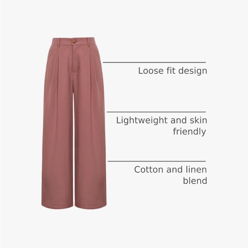 Grace Karin Dusty Rose Wide-Leg Pants - Picture 4 of 9